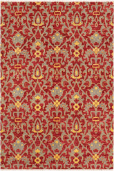 handmade Transitional Modern Red Gray Hand Knotted RECTANGLE 100% WOOL area rug 6 x 9